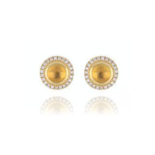 18ct Yellow Gold Citrine And Diamond Cluster Stud Earrings