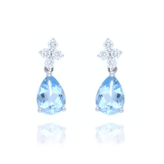 18ct White Gold Aquamarine And Diamond Drop Earrings