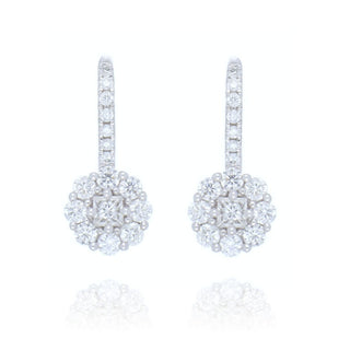 18ct White Gold 0.84ct Diamond Cluster Hook Earrings