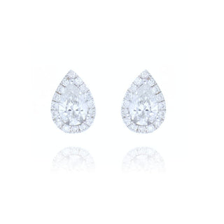 18ct White Gold 0.38ct Pear Cut Diamond Stud Earrings