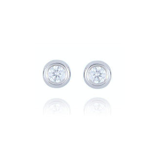 18ct White Gold Rub Over Set Diamond Stud Earrings