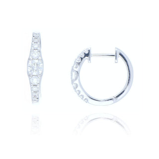 18ct White Gold Graduated Diamond Hinged Hoop Earrings