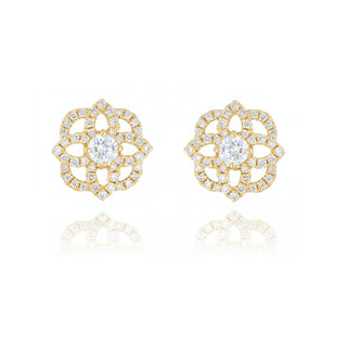 18ct Yellow Gold 0.38ct Diamond Filigree Stud Earrings