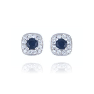 18ct White Gold Sapphire And Diamond Cluster Stud Earrings