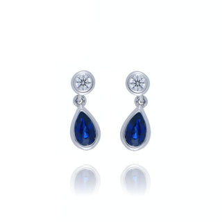 18ct White Gold 0.52ct Sapphire And Diamond Drop Earrings