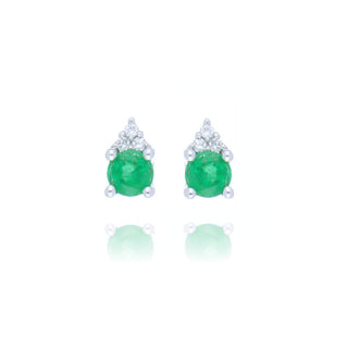 18ct White Gold 0.23ct Emerald And Diamond Drop Earrings