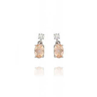 18ct White Gold Morganite And Diamond Drop Earrings