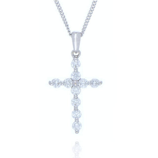 18ct White Gold 0.50ct Diamond Set Cross Necklace