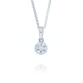 18ct White Gold 0.25ct Diamond Cluster Necklace