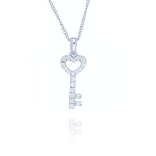 18ct White Gold 0.20ct Diamond Small Key Pendant (chain Not Included)