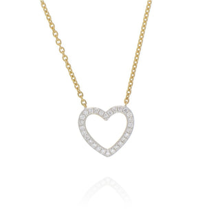 18ct Yellow And White Gold Diamond Set Heart Necklace