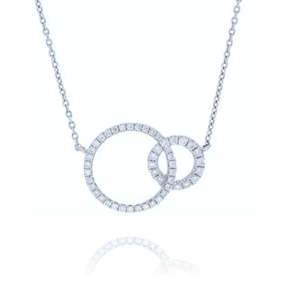 18ct White Gold Diamond Set Interlocked Circle Necklace