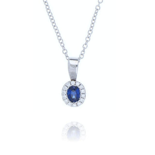 18ct White Gold Sapphire And Diamond Cluster Necklace