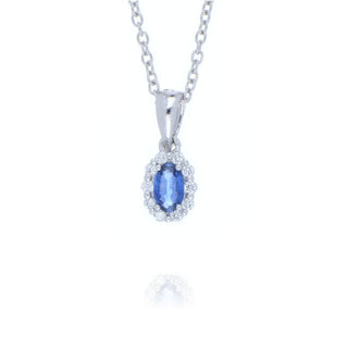 18ct White Gold Sapphire And Diamond Cluster Necklace