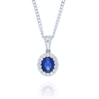 18ct White Gold Sapphire And Diamond Cluster Necklace