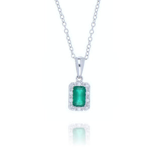 18ct White Gold Emerald And Diamond Cluster Necklace