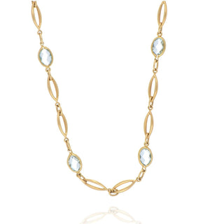 9ct Yellow Gold Openwork Blue Topaz Necklace