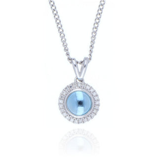 18ct White Gold Blue Topaz And Diamond Cluster Necklace