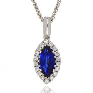 18ct White Gold Marquise Sapphire And Diamond Necklace