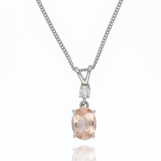 18ct White Gold Morganite And Diamond Necklace