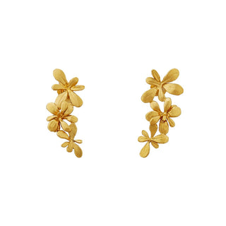 Alex Monroe Gold Plate Sprouting Rosette Drop Stud Earrings