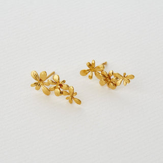 Alex Monroe Gold Plate Sprouting Rosette Drop Stud Earrings