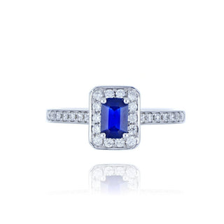 18ct White Gold 0.47ct Sapphire And Diamond Cluster Ring