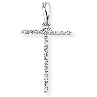 18ct White Gold Diamond Initial T Necklace