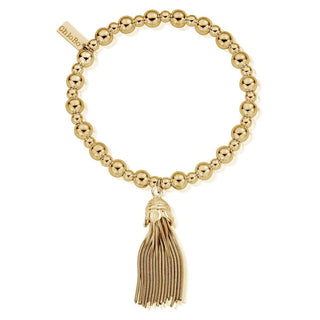 Chlobo Yellow Gold Plated Small Ball Tassel Bracelet