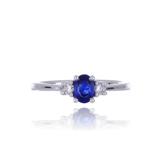 18ct White Gold 0.61ct Sapphire And Diamond 3 Stone Ring