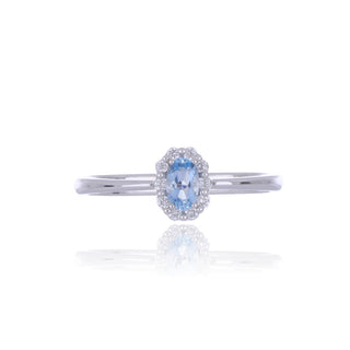 18ct White Gold 0.22ct Aquamarine And Diamond Cluster Ring