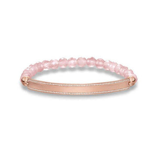 Thomas Sabo Rose Gold Plated Rose Quartz Love Bridge Bracelet - 17.5cm