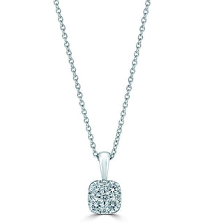 18ct White Gold Cushion Diamond Cluster Necklace (chain Not Included)