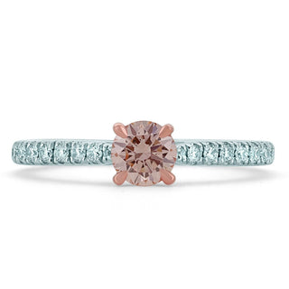 Platinum Treated Pink Diamond Ring With Stone Set Shoulders