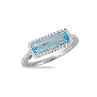 18ct White Gold Blue Topaz And Diamond Cluster Ring