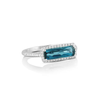 18ct White Gold London Blue Topaz And Diamond Cluster Ring