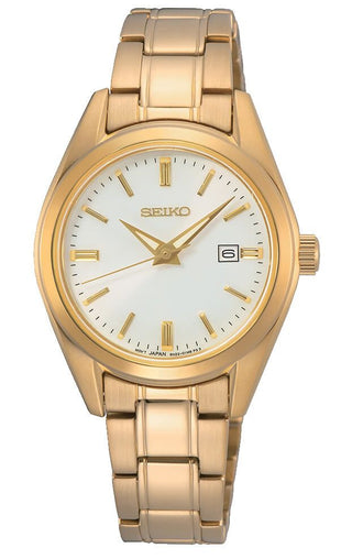 Seiko Ladies Yellow Gold Plated Mother-of-pearl Quartz Watch