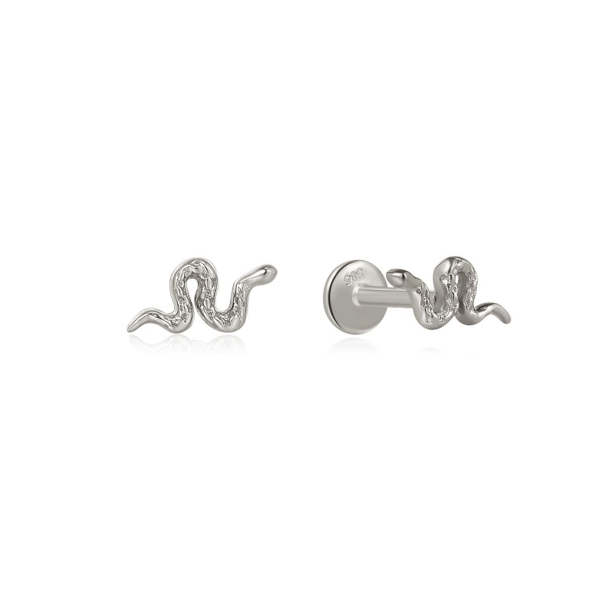 White gold store snake earrings